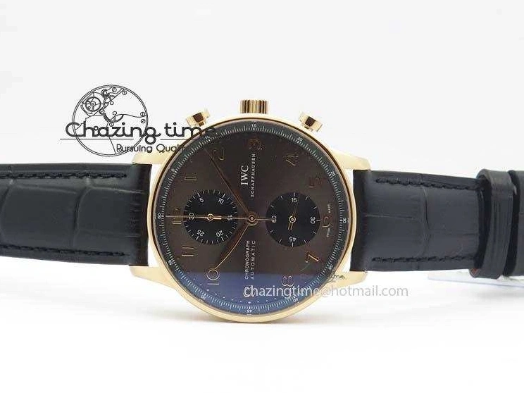 MIROTIME 0325 Classic Portuguese IW371482 ZF 1:1 Best Edition RG Gray Dial Gold Markers On Black Leather Strap A 7265